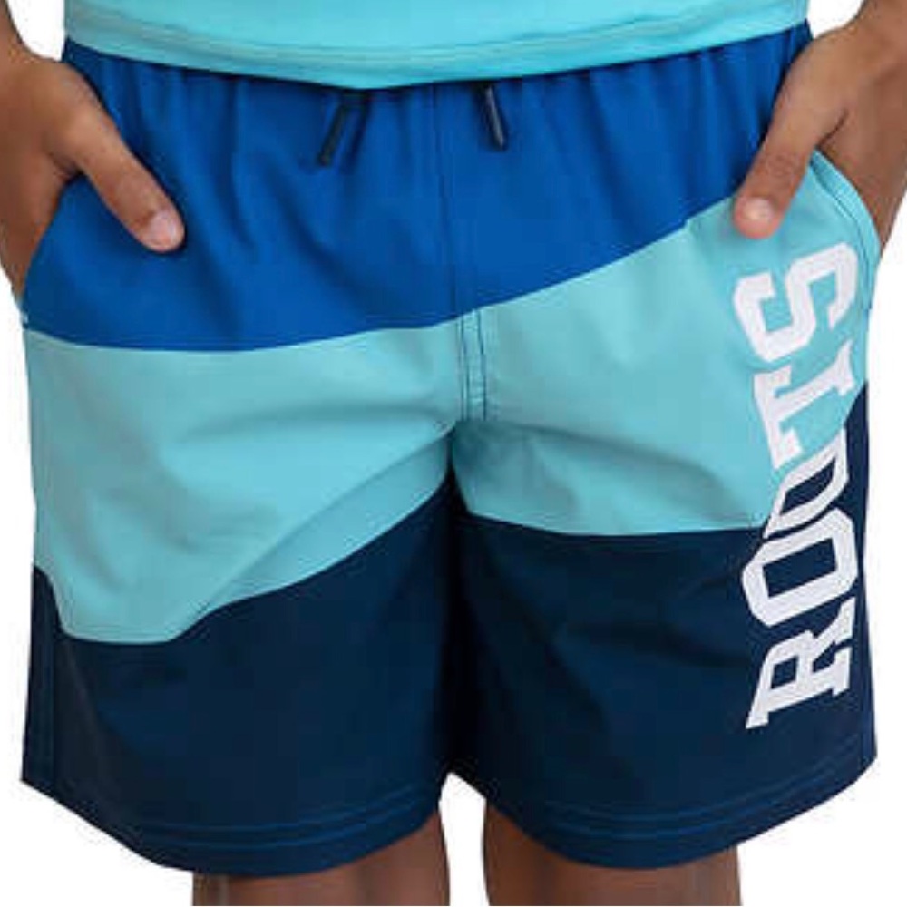 NEW Roots Boys XXL 18-20 Mens XS blue navy swim trunks board shorts boxers UPF40